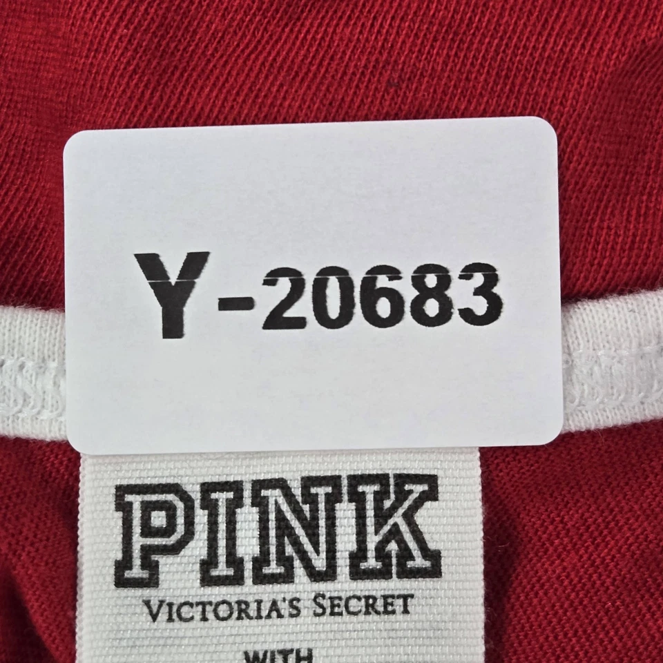 Camiseta sin mangas ROSA Victoria's Secret para mujer S roja con estampado gráfico espalda cruzada lentejuelas Foto 2 de 4