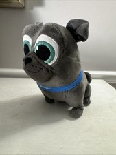 Disney Store Puppy Dog Pals Bingo Grey 10" Pug Plush Stuffed Soft Blue Collar