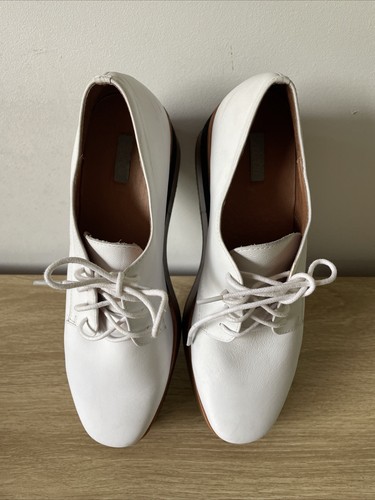 Zazou Sharp White Wedged Leather Shoes Size 40 AU 9 - Worn Once, As New. Leather - Picture 3 of 12