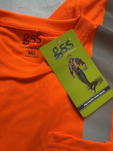 High Visibility Safety Shirts Long Sleeve Reflective Orange Lightweight Size Md - Picture 4 of 9