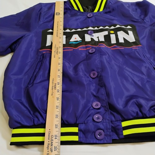 Chaqueta Bomber Martin Estilo Universitario Púrpura Amarillo Neón Talla Grande  - Imagen 10 de 10