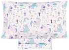 Cute Unicorn Flower Rainbow 100% Cotton Cozy Twin Bed Sheet Set, Flat Sheet &...
