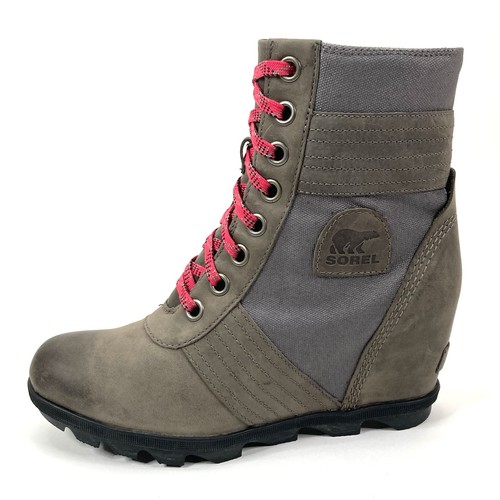 Sorel Lexie grau Leder Keilabsatz Damen Stiefel Größe 9,5 NL3046-052 NEUWERTIG - Bild 6 von 15