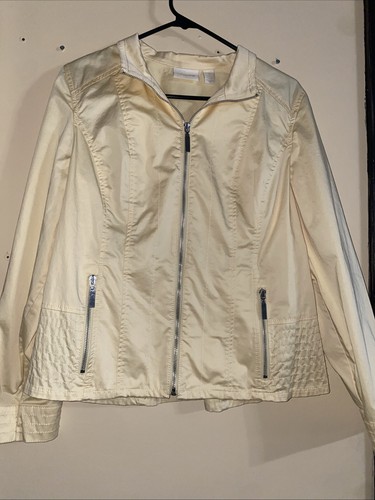 Chicos Full Zip Lightweight Casual Jacket Yellow Front Zip Pockets Sz 2 - Bild 2 von 8