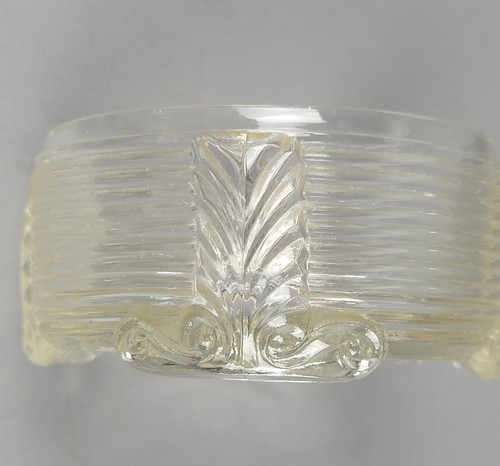 VTG Art Deco Glass Scroll & Bands Vanity Trinket Box Metal Lid Rose Floweretes - Picture 5 of 17