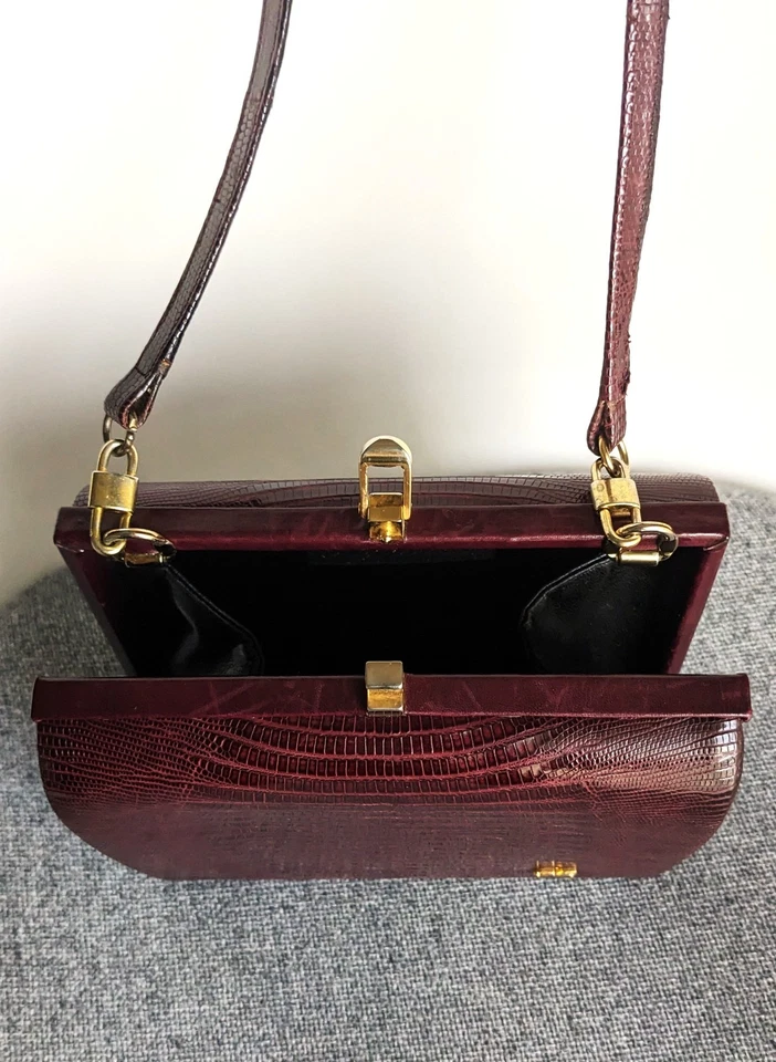 sac habillé vintage 1980 Melusso en lézard - Photo 2/4