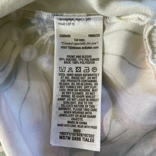 Ted Baker London Open Front Cardigan Sweater Womens Size 2 Ivory Floral Print - Picture 10 of 13