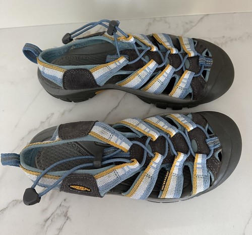 Keen Size 8 US Low Shoe Round Toe Hiking Shoes Walking Blue Yellow Preowned - Picture 2 of 6