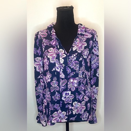 Loft - geblümte Bluse mit Rüschen und Bindekragen Größe XS - Bild 3 von 7
