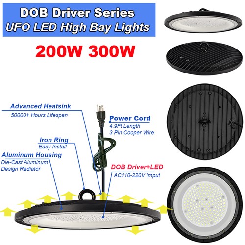200W 300W 500W UFO Light Warehouse Commercial High Bay Garage Gym Shop Lights - Picture 8 of 18
