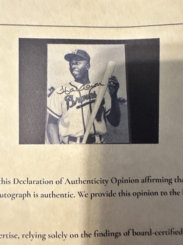 Hank Aaron 8x10 Autogramm s/w Foto mit Echtheitszertifikat () HOF Vintage sehr Sammlerstück!!�� - Bild 4 von 6