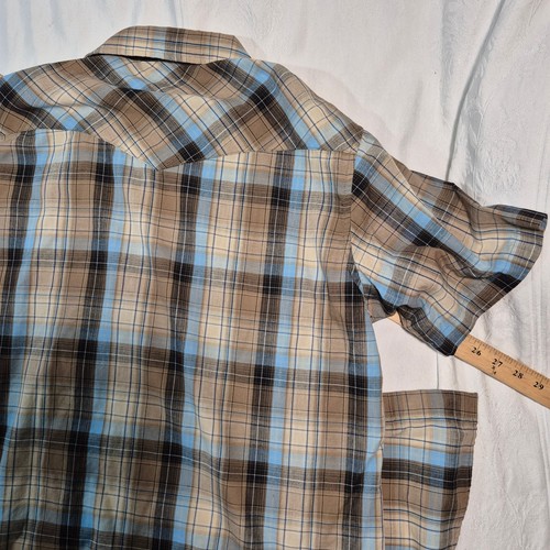 WRANGLER WESTERN PEARL DRUCKKNOPF HEMD HERREN L BRAUN BLAU KARIERT KURZARM VINTAGE - Bild 11 von 12