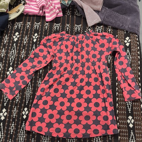 Mini Boden Lot Girls 3-4 Dress & Long Sleeve Shirt Red Pink Flowers Stripes - Picture 8 of 8