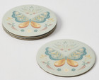 Coaster Set of 4 Monarch Butterfly Flower Round Iron Gloss Felt Back Coasters