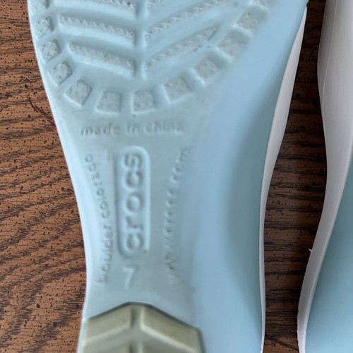 Crocs Sassari Wedge Heel Sandal Blue White Open Toe Slip-On Two Tone Women's 7 - Picture 11 of 11