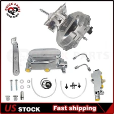 For Chrome 1973-93 Chevy GMC C10 K10 Truck 11” Brake Booster + Master Disc Drum