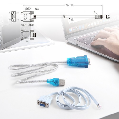 RJ45 Netzwerk Kabel Serielles Kabel Rj45 zu DB9 und RS232 zu USB (2 im 1) C6644 - Afbeelding 4 van 7