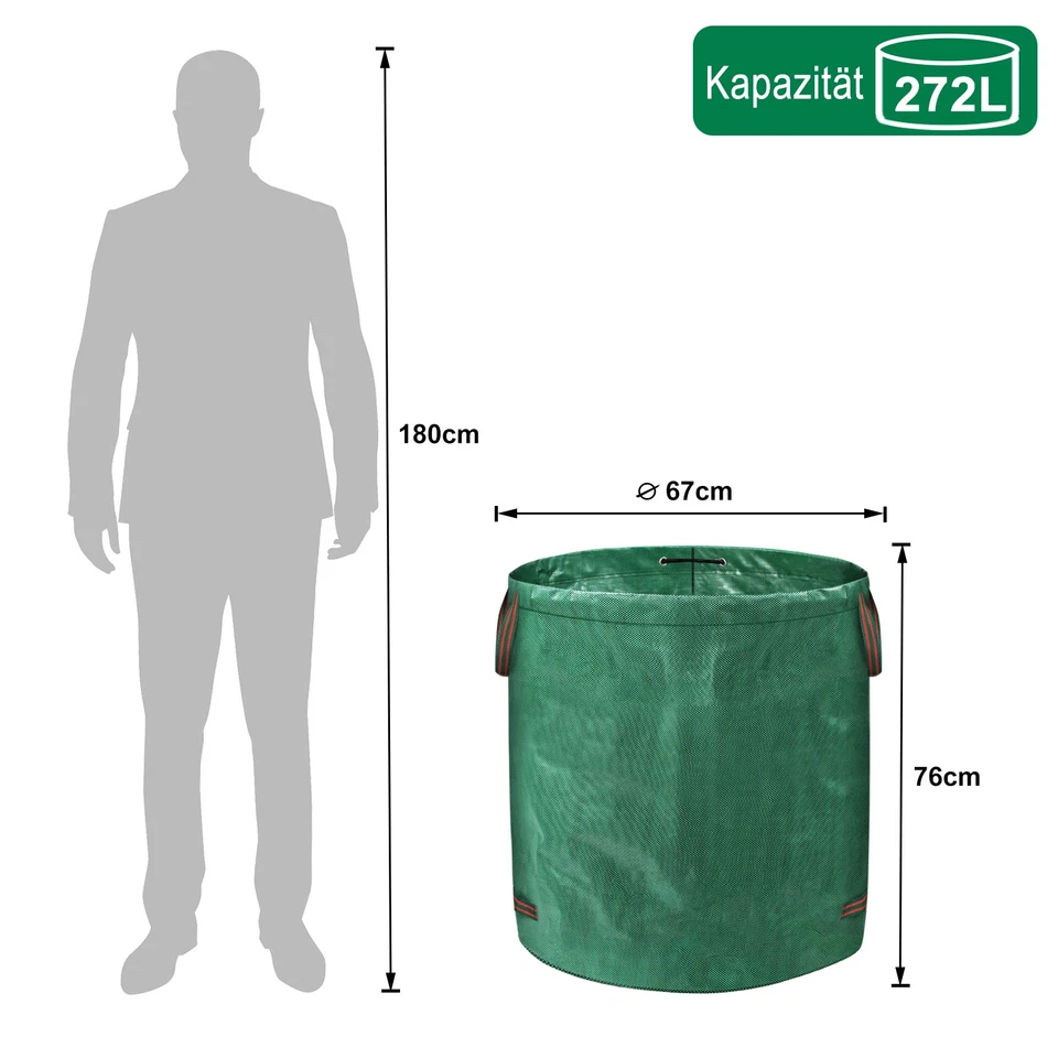 3x 272 Liter Gartensack Set Laubsack Rasensack Gartenabfallsack Gartentasche XXL - Bild 2 von 4