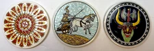 Set of 3 Vintage Greek Niarchos Hellas Ceramic Plates Coasters Hand Painted