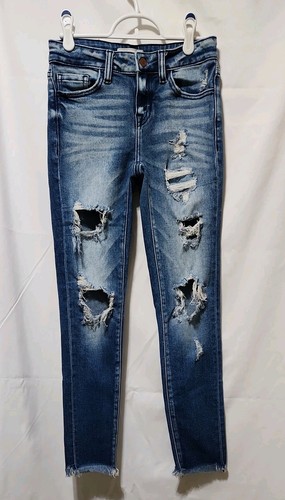 KanCan Girls Youth Skinny Jeans Size 12 Medium Wash Distressed Stretch - Picture 2 of 19