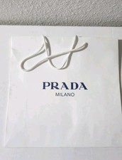 Prada Milano Medium Shopping Gift Bag White Paper Retail Store Bag 14"x13.5"