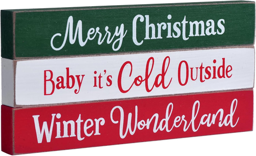 Rustic Wooden Christmas Sign Blocks, 3Pcs Farmhouse Decorations Indoor, Tiered T - Picture 10 of 12