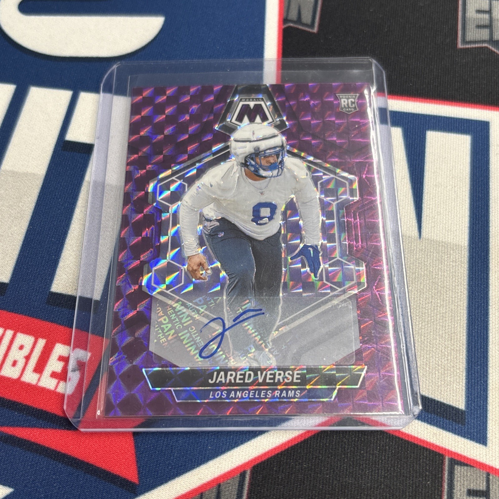 2024 PANINI MOSAIC PURPLE PRIZM AUTO ROOKIE JARED VERSE #319 LA RAMS RC SP / 49
