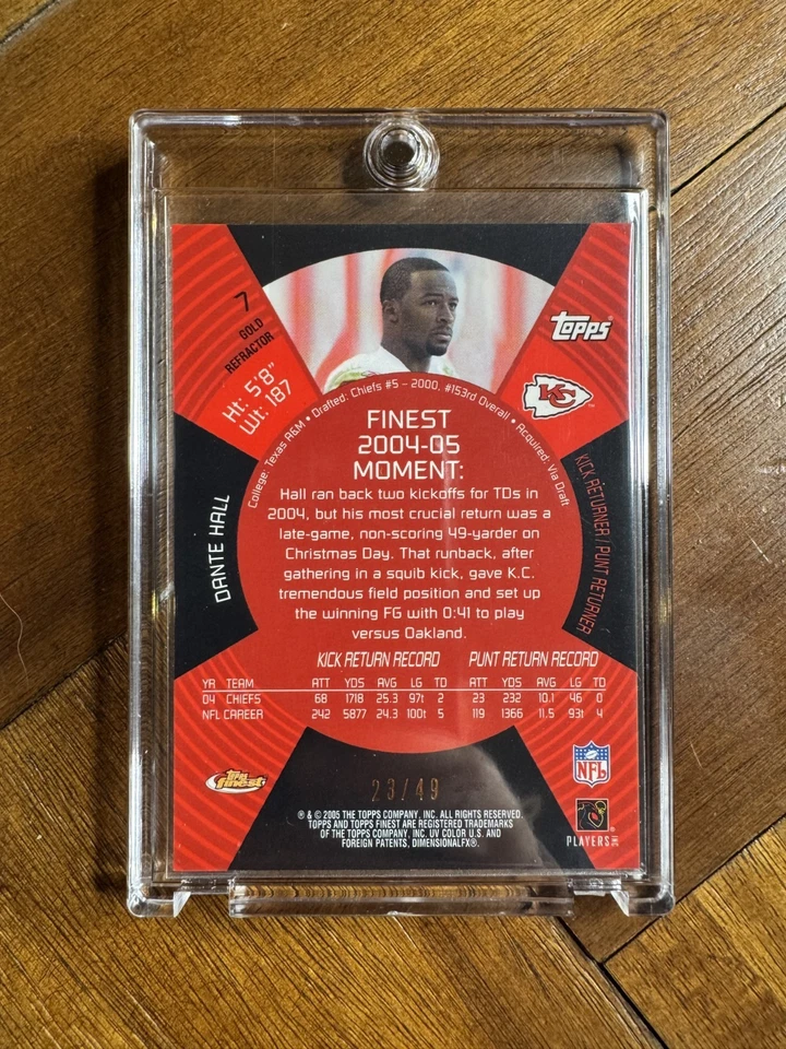 Dante Hall 2005 Topps Finest Gold Refractor 23/49 SSP - Image 3 of 3