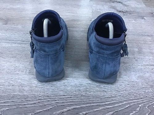 Skechers Womens Boots Size 9 Wide Bikers Zappiest Booties Suede 49590W Blue - Picture 3 of 13