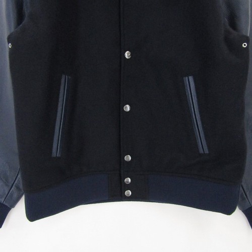 Sophnet. Leather Sleeve Varsity Jacket Soph-242009 Navy S Tagged - Picture 4 of 9