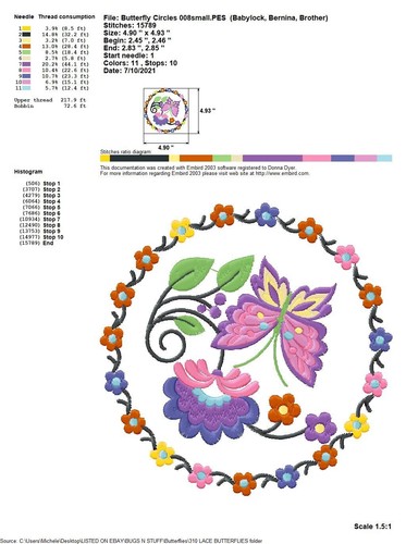 CÍRCULOS MARIPOSA MÁQUINA BORDAR DISEÑOS COLECCIÓN PES USB - Imagen 8 de 10