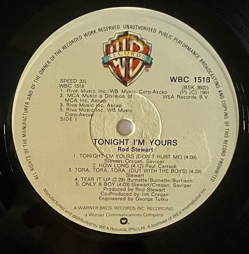 Rod Stewart- Tonight I'm Yours - Vinyl LP - ULTRA RARE ZIMBABWE PRESSING - Picture 4 of 7