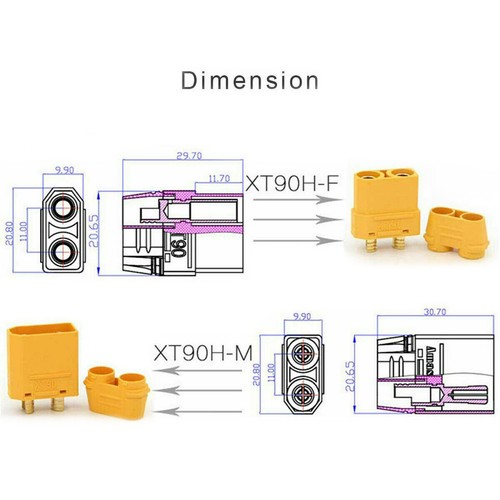 5 Pair Genuine Amass XT90 Plug Connector Male Female Anti Skid for Battery ESC - Picture 3 of 5