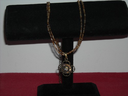 Collar decorativo de circonio cúbico marrón lia sopia y cuentas de tono marrón - Imagen 2 de 2