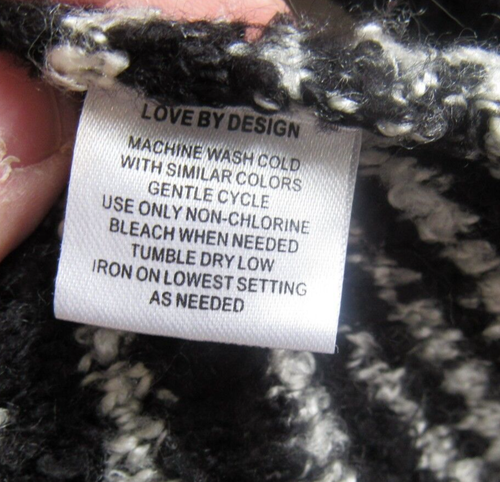 Love by Design Duster Cardigan Sweater Womens XL Black / White Knit Cardi - Picture 6 of 8