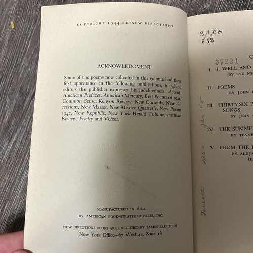 Tennessee WILLIAMS / Fünf junge amerikanische Dichter dritte Serie 1944 1. Auflage - Bild 6 von 10