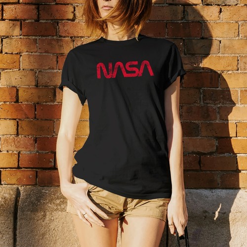 NASA Distressed Worm Logo - Astronaut Space Exploration Canvas Triblend T Shirt - Picture 15 of 24