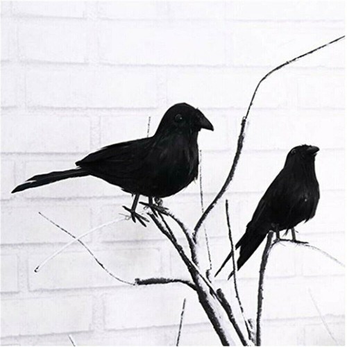 6x Halloween gefälschte gefütterte Vogel Krähe Rabe Kürbis Dekoration - Bild 4 von 26