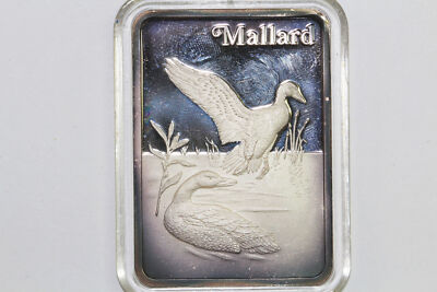 値下げ　THE HAMILTON MINT 1オンス 純銀 1976 Hamilton Mint Birds of America Mallard Silver Art Bar 1oz