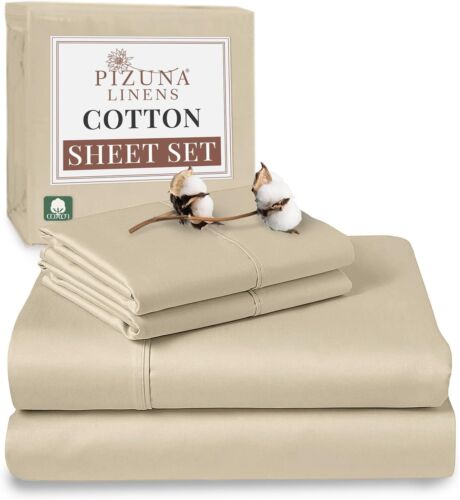 Hypoallergenic 400 Thread Count Cotton Sheets for California King - 4 Piece Set - Picture 3 of 8