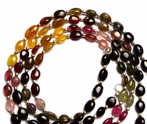 Natural Super Quality Gem Multicolor Tourmaline Nugget Beads Necklace 19" - Picture 5 of 5
