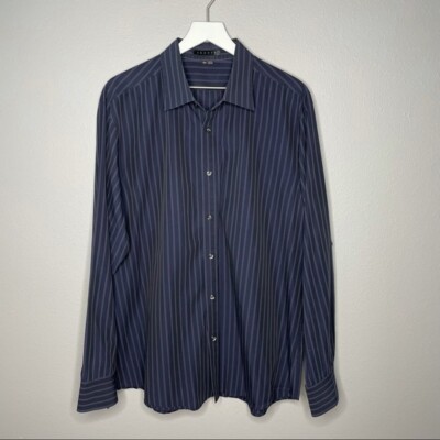 Theory Striped Button Down Long Sleeve Dress Shirt Men's