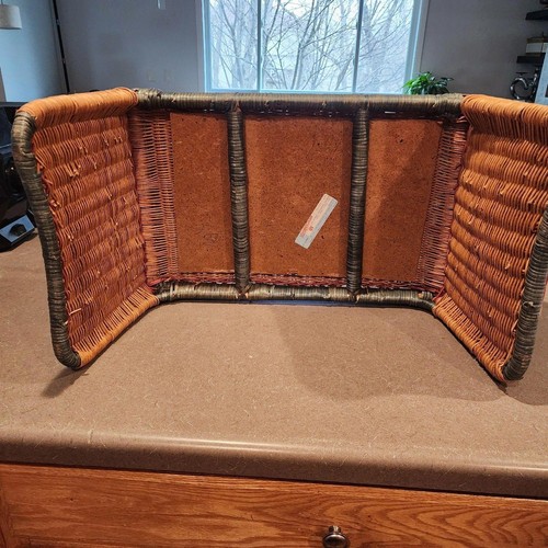 Vintage Wicker Rattan Bed Breakfast Serving Tray with Magazine Side Pocket - Bild 5 von 6