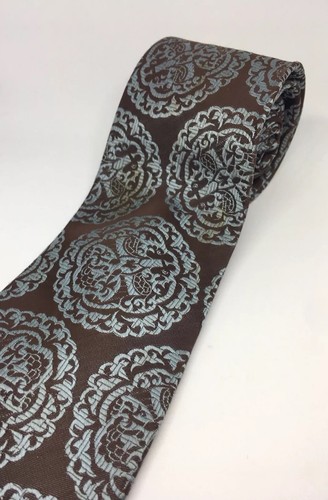 Beautiful Vintage Custom Unique Men’s Neck Tie. Brown & Baby Blue - Imagen 7 de 9