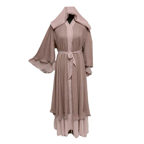 Women's Luxury Pink Open Front Abaya Jilbab Burka - Picture 4 of 4