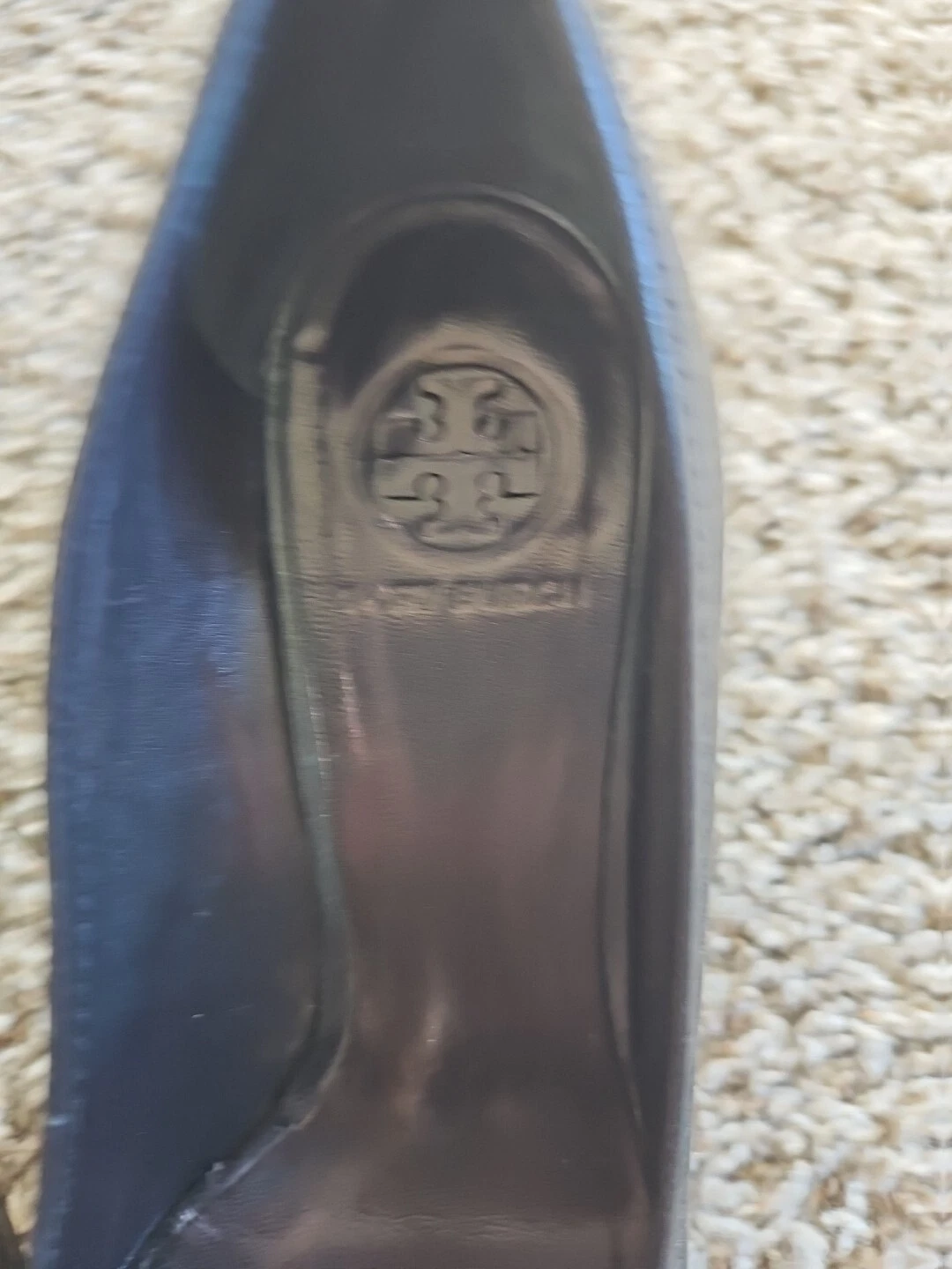 Tory Burch décolleté donna logo punta chiusa slip on zeppa nere taglia 7M *così come sono* GWSB