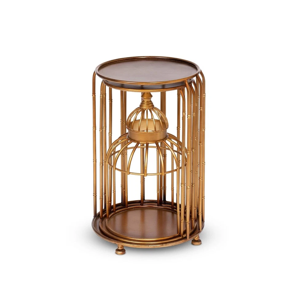 Bird Cage Stackable Etagere 3 Tier Metal Shelf Display - Image 3 of 4