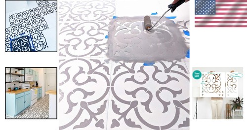 Large 18x18 Mylar Scandinavian Floor Stencil - Versatile Decor for Any Surface - Picture 2 of 11