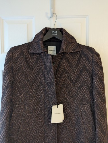 New COSTUME NATIONAL BROCADE LONG WOMEN’S COAT US 8 10 46 MADE IN ITALY - Picture 1 of 14