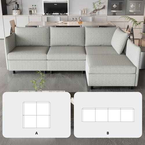 Modern U Shape Modular Sofa Convertible Sectional Couch with Storage Ottomans - Picture 80 of 148